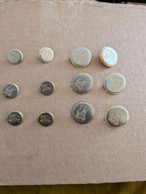 Burberry Blazer Buttons. Set Of 12 Silver Gold Two Tone Prorsum Knight Horse.